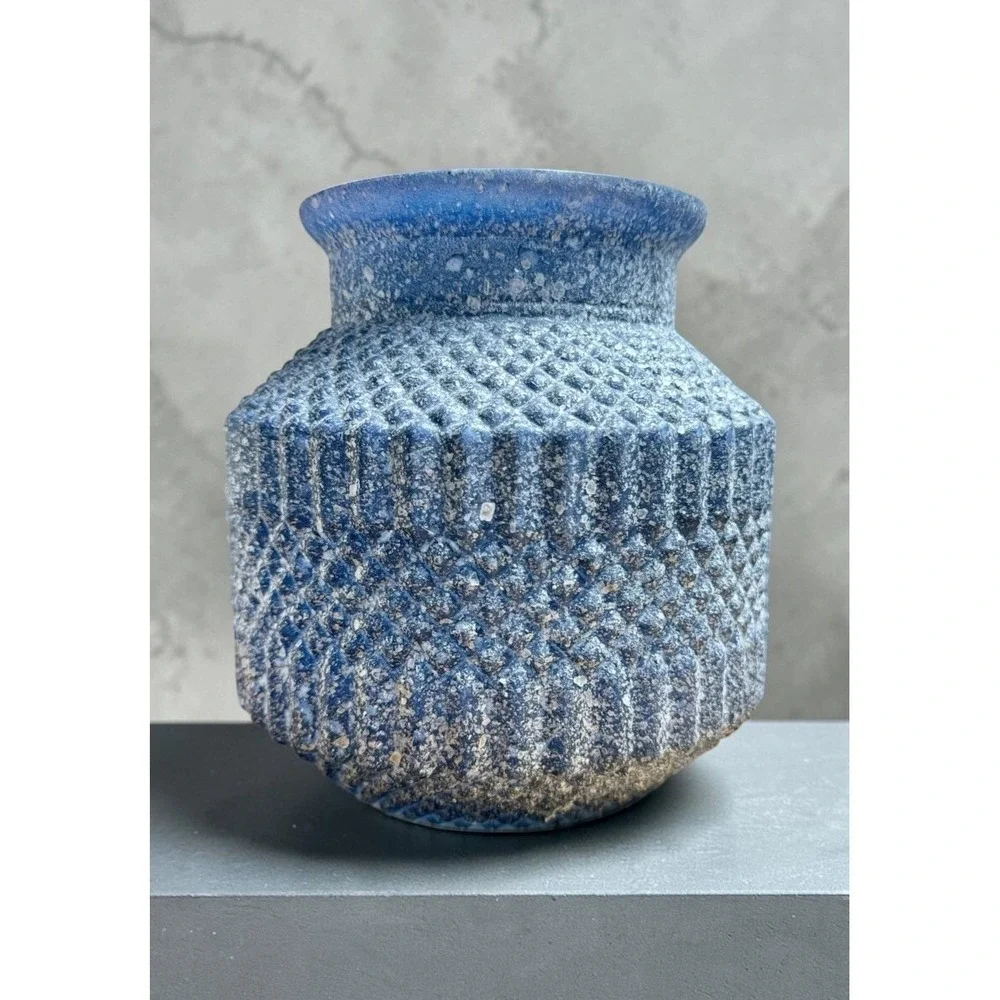 Surya Catalana Blue Glass Vase Set 2 Boho Textured Table Decor Handmade Art